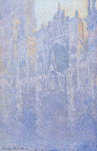 Monet Cathédrale de Rouen tableau extra large cadre marron salon décoration murale