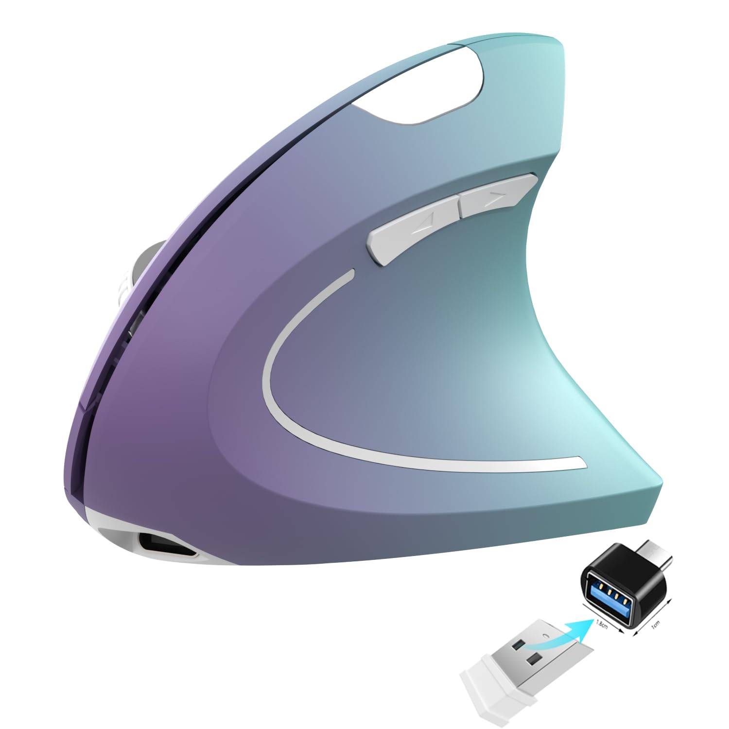 Photo 1 of Vassink Ergonomic Wireless Rechargeable Mouse, USB A+Type C(2in 1) Connection, 800/1200/1600 DPI, 6 Buttons, 2.4GHz Carpal Tunnel Vertical Mice, for Laptop, Desktop,MacBook Purple Gradient Green