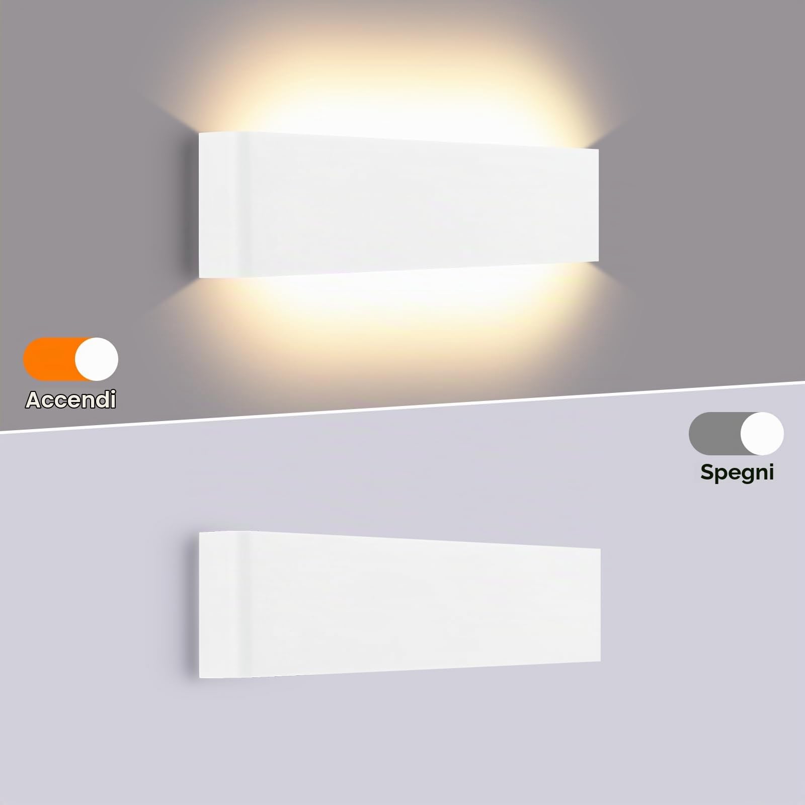 ENCOFT 28W Applique da Parete Interno Esterno Dimmerabile 40cm | Lampada da Parete con Telecomando, luci da esterno in Alluminio, Rettangolare Up Down Spot 2700K-6000K, Bianco