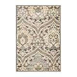 Superior Elegant Augusta Area Rug, Floral Scalloped Contemporary Pattern, 5' x 8', Light Blue