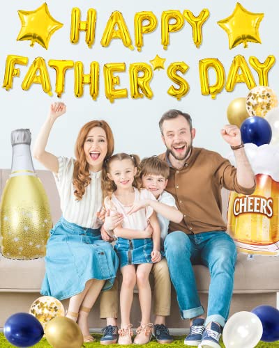 Image of 50 pcs Happy Father's Day Balloon Set Decorations for Party, Pack of Father's Day Banner Letters Party Supplies for Photo Booth Backdrop