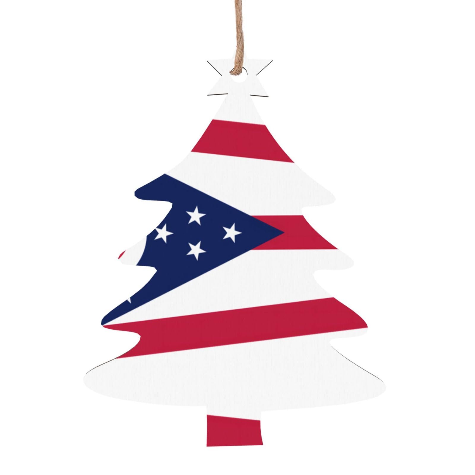 Ohio State Flag Printed Christmas Wooden Pendants, Simple and Environmentally Friendly, Holiday decorationsã€‚