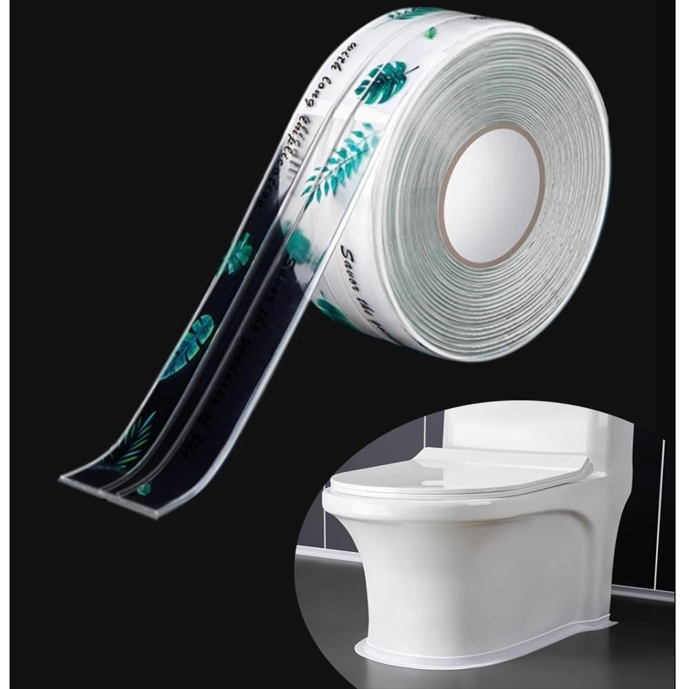 rellenar la cinta de sellado, Cinta for calafatear esquinas autoadhesiva de PVC, transparente, 38/50 mm x 3,2 m, for lavabo de baño, 1/2/3 piezas(Clear Foliage,L320cmx5cm-3PC)