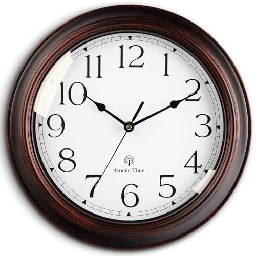KECYET Atomic Wall Clock 10 Inch, Silent Non-Ticking Vintage Clock Battery Operated Classic Analog