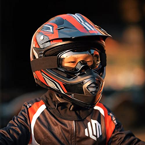 Ilm Youth Kids Atv Motocross Helmet Goggles Sports Gloves Dirt Bike Motorcycle Off Road Dot Approved B07 (Youth-Xl, Red/Silver) #TOP2