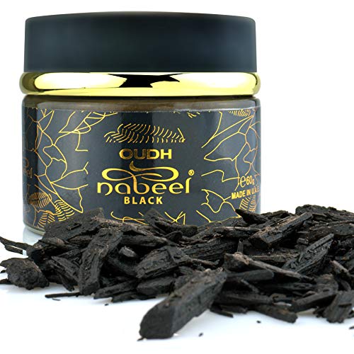 Oudh Nabeel Black Incense Bakhoor 60g, Luxury Arabic Scented Wood Chips, Exquisite Aroma with Floral & Woody Notes
