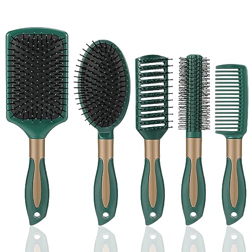 Heyu-Lotus 5 Packs Hair Brush Set, Paddle Brush Women Detangle Hair Brush