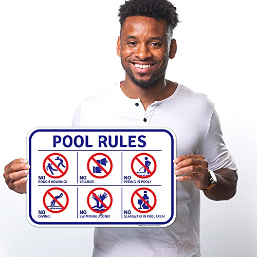 Cartel de reglas para piscina de aluminio 12x18 pulgadas miniatura 2