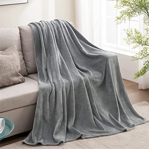 Image of BEDELITE Fleece Blanket Grey Throw Blanket for Couch & Bed, Luxury Plush Cozy Fuzzy Blanket 50 inch x 70 inch, Super Soft Warm Lightweight Fall Throw Blanket for Travel Camping