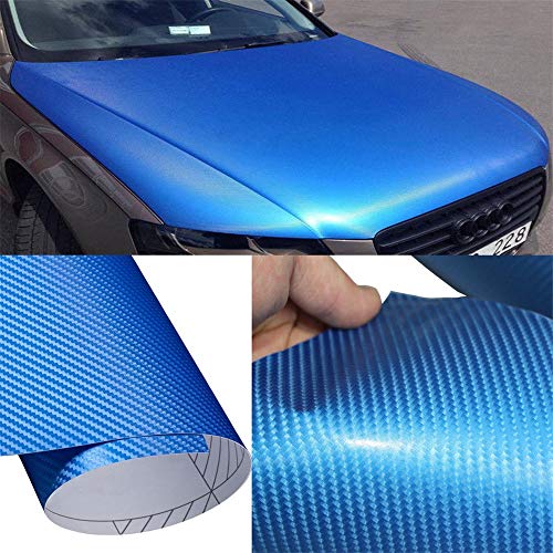 DIYAH 4D Blue Carbon Fiber Vinyl Wrap Sticker with Air Realease Bubble Free Anti-Wrinkle 12" X 60" (1FT X 5FT)