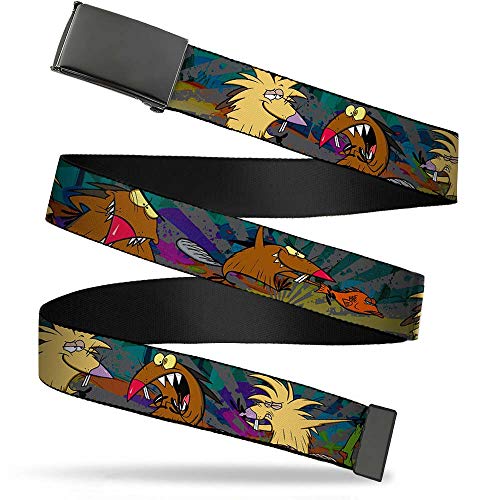 Cinturón de tela Angry Beavers de 1,25 pulgadas multicolor que soluciona los problemas de ajuste