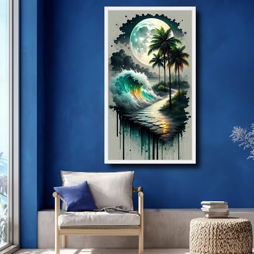 Tableau océan pour mur vide solution déco esthétique salon avec cadre intérieur