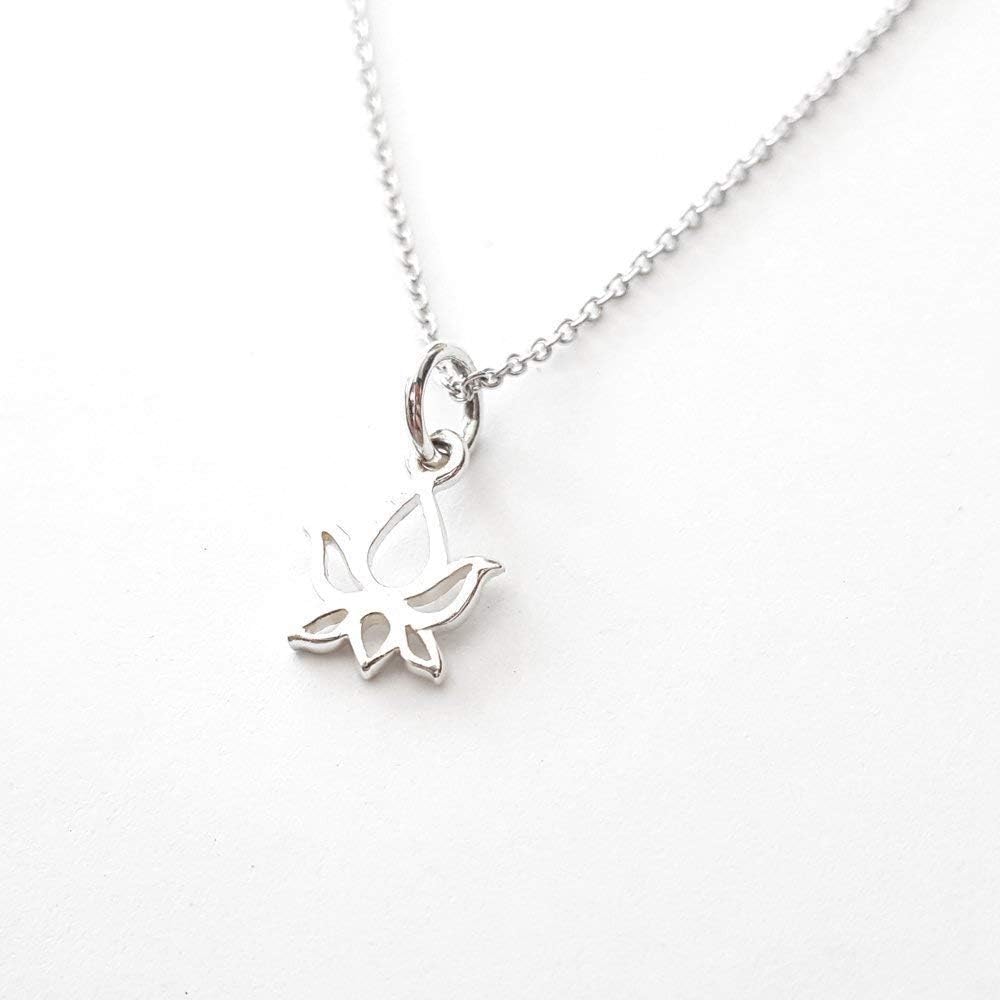 Lotus Bud Charm Sterling Silver Necklace 18" (very tiny size) - Image 5