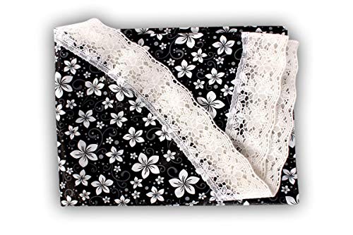 Image of The Furnishing Tree Round Shaped 4 Seater Table Cover WxL 60x60 inches with White Border lace