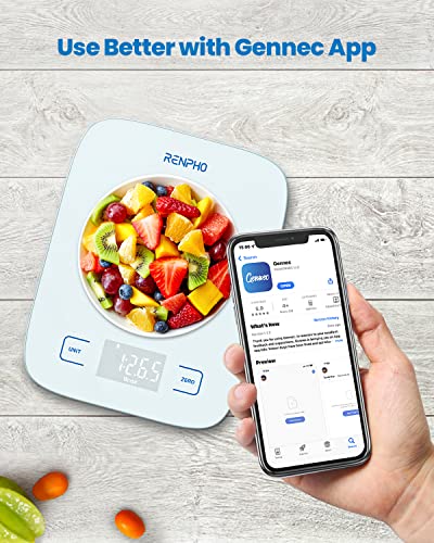 Renpho Nutrition Food Scale, Digital Ounces And Grams, Bluetooth Smart Kitchen Scale With App For Meal Prep Baking Coffee Making, Led Display Waterproof Panel,22Lb/10Kg #TOP1