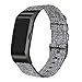 bayite Canvas Bands Compatible Fitbit Charge 2, Soft Classic Replacement Wristband Straps Women Men, Charcoal with Black Connector Small