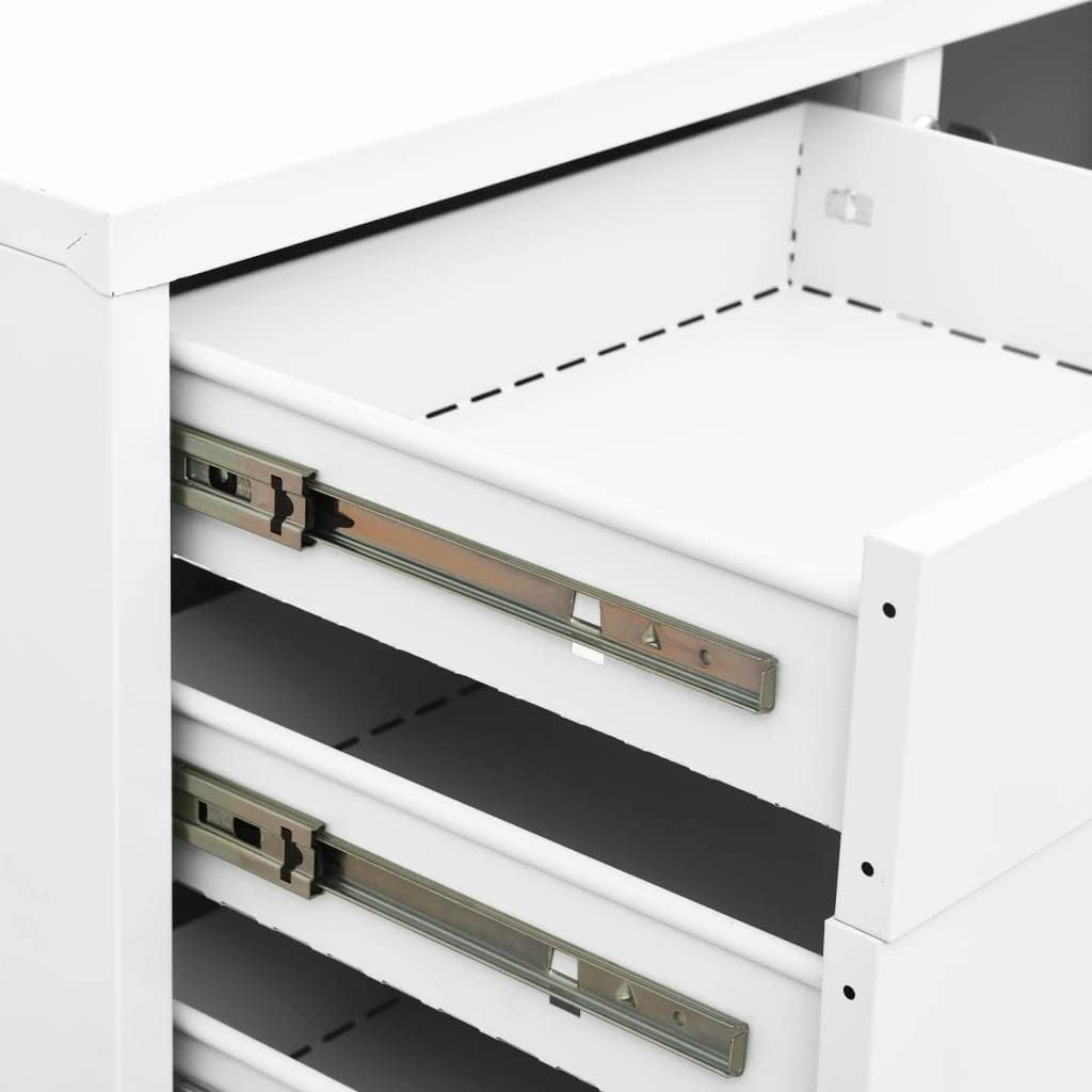 Modern Office Storage Cabinet with Lockable Security & Adjustable Shelf, White Steel File Organizer for Workspace, Durable Metal Supply Cabinet
