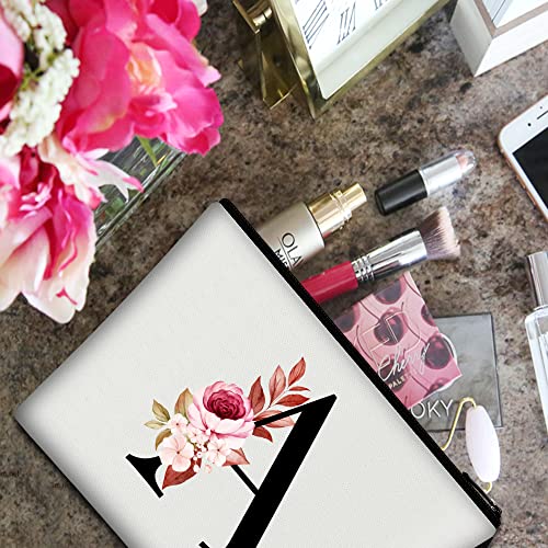 A-Z Personalized Makeup Bag,Birthday Gifts for Women Mom,Gifts for Best Friend,Bride Bridesmaid Cosmetic Bag(A) - Image 4