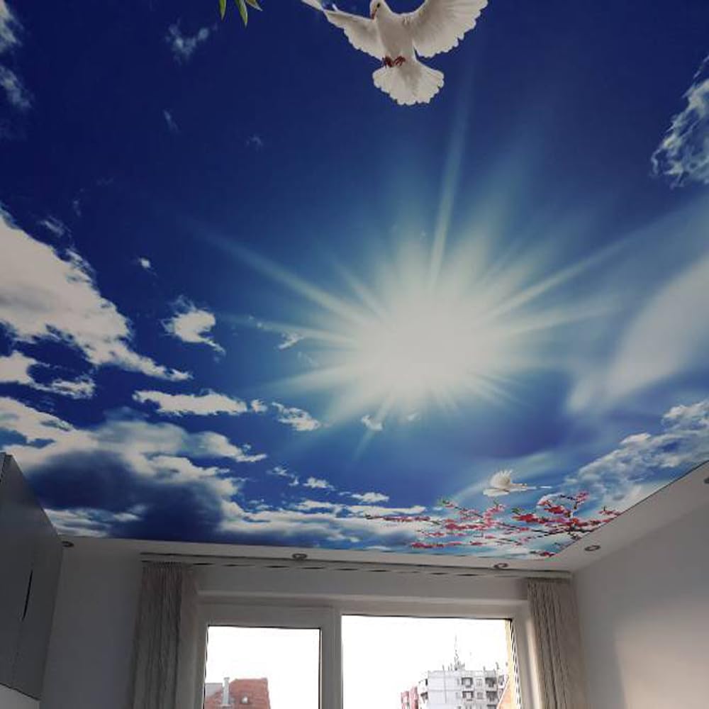 Flower Trees UV Printing Ceiling Film Blue Sky Sunny 2018 85 Cherry Blossom Motif Indoor Outdoor Decoration (79''x79'' no Harpoon)