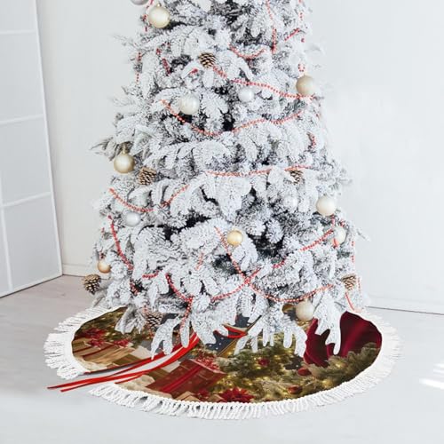 Jupe d'arbre de Noël couverture de base ronde décorations de fête à domicile lune - 6