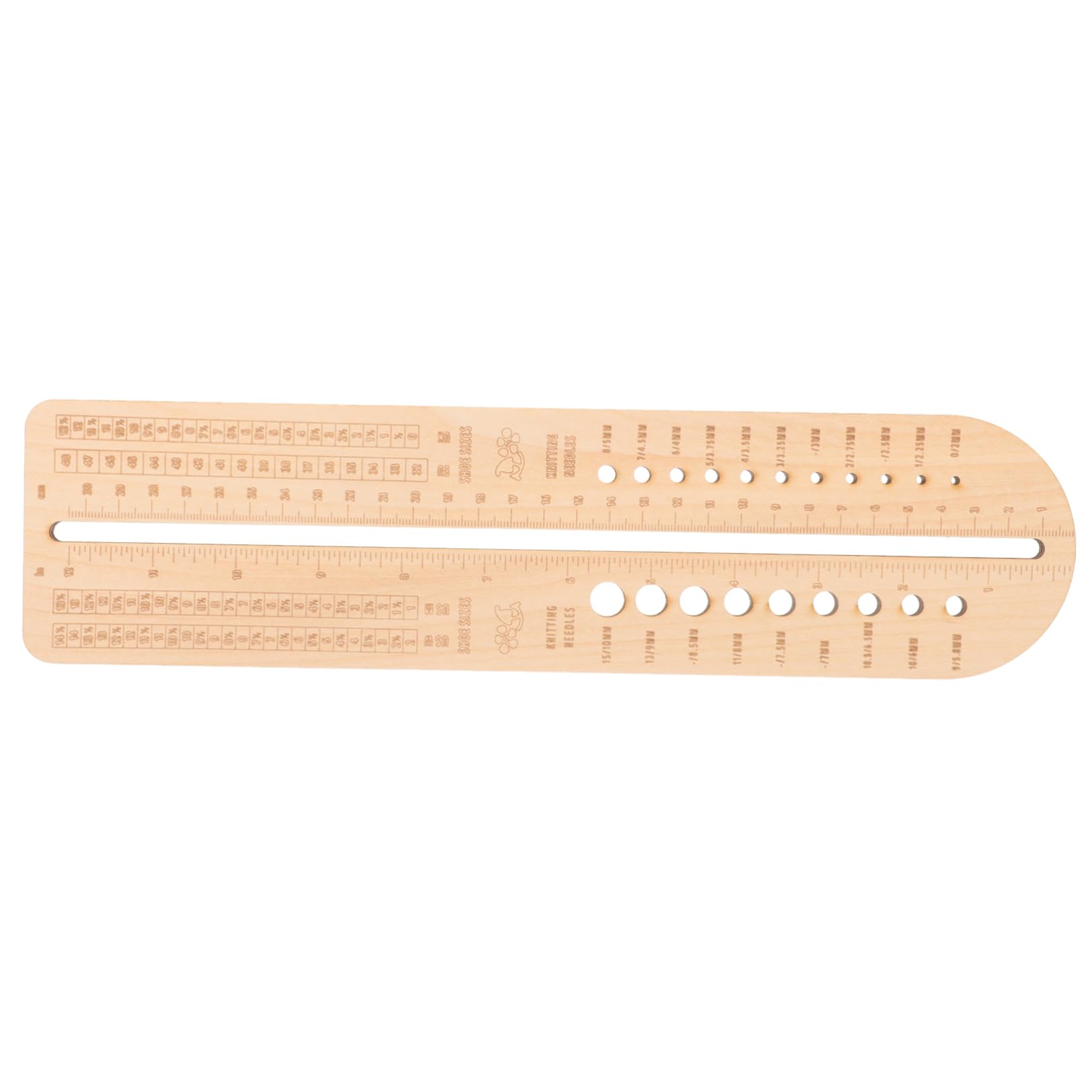 KALLORY Wooden Sock Knitting Ruler Household Needle Gauge for Accurate Measurements Portable Design Durable Material for Knitting and Crocheting