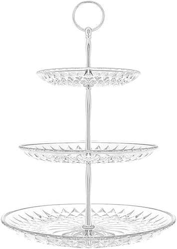 Zykphao 3 Tiers Cake Stand, Cupcake Display Stand, Clear Acrylic Dessert Fruit Plates for Wedding Birthday Baby Shower Party Summer Afternoon Tea Silver 