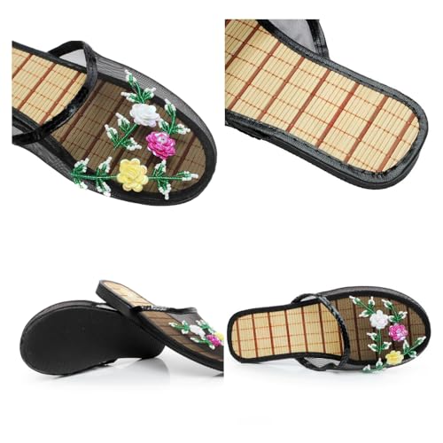 Chinese Floral Slippers,Women's Mesh Breathable Home Comfort Style Sandal,Suitable for most foot shapes4