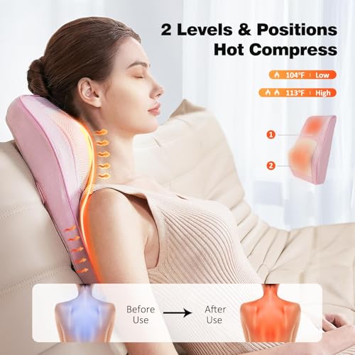 Image of Boriwat Neck and Back Massager with Heat, 3D Kneading Shiatsu Massage Pillow for Neck, Back, Shoulders, Legs, Deep Tissue Relief for Sore Muscles, Home & Car, Great Gift for Women, Men, Mom, Dad