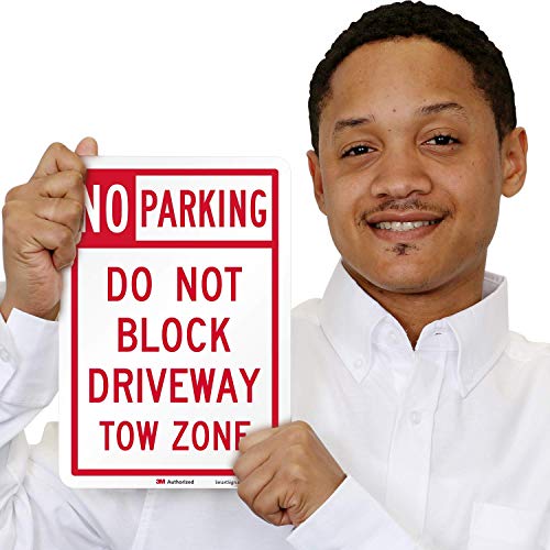 Image of inchNo Parking - Do Not Block Driveway, Tow Zone inch Label By SmartSign | 7 inch x 10 inch 3M Engineer Grade Reflective Label