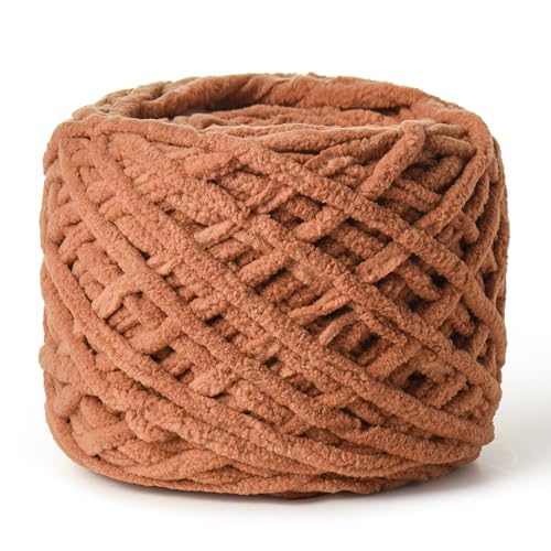 Image of Fluffy Chenille Chunky Yarn for Crocheting 100g(65.6yd) - Baby Yarn for Crocheting Soft - Velvet Yarn for Crochet Blanket - Amigurumi Crochet Yarn (Light Tan)