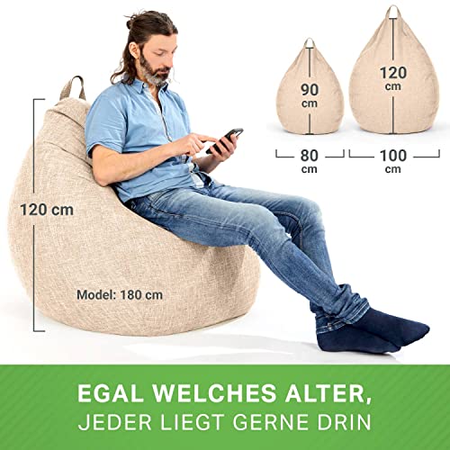 Green Bean Indoor XXL Sitzsack Home Linen mit 300 Liter mit EPS-Perlen Füllung - Kuschelig Weich...