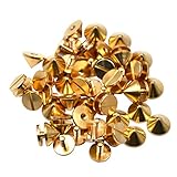 Okones Pack of 30,3/8''Diameter,1/4''Tall,Solid Brass Tree Spike Studs and Spikes Metalic Screw Rivets Nails Button for Leathercraft Punk DIY (3/8''×1/4''tall Spikes)
