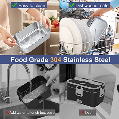 Cozyexpert Electric Lunch Box 80W Food Warmer Heater 12V 24V 110V Heated Lunch Boxes For Adults For Car/Truck Portable Food Heating Boxes With 1.8L 304 Ss Container #TOP6