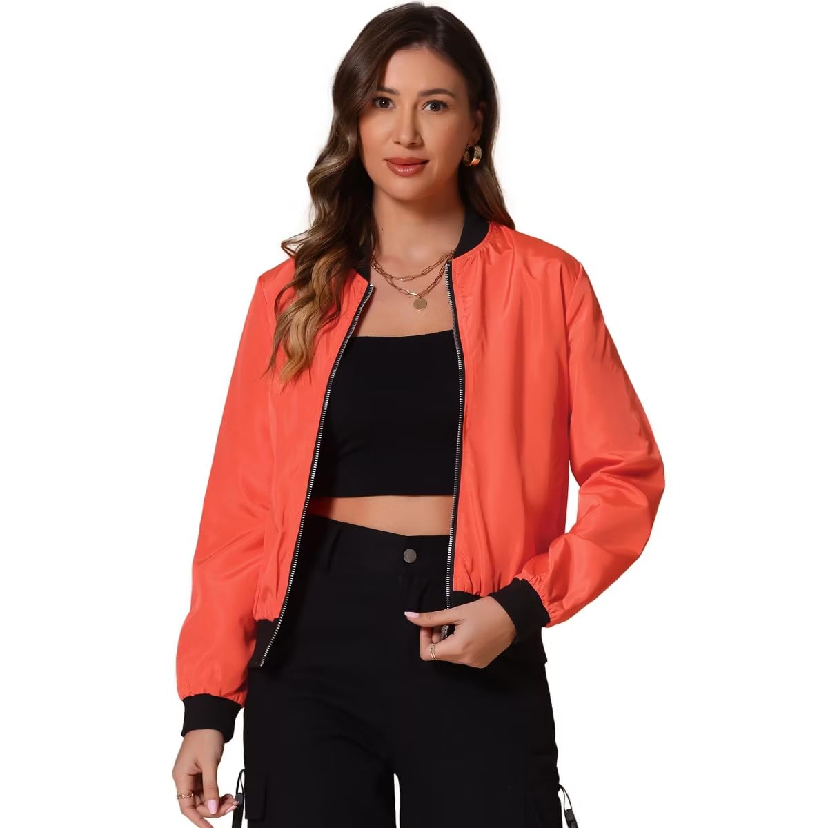 tagas Women's Solid Bomber Jacket – Lightweight Zip-Up Stylish Casual Wear – Full Sleeve Windcheater for Girls & Women-picture-30