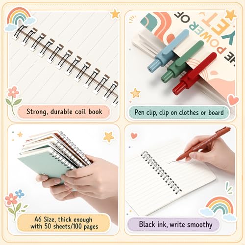Image of Thenshop 40 Pcs First Day of School Encouragement Supplies 20 Self Care Notebooks Journals and 20 Positive Affirmation Pens Mental Health Wellness Gifts for Teacher Counselor Student (Growth Mindset)