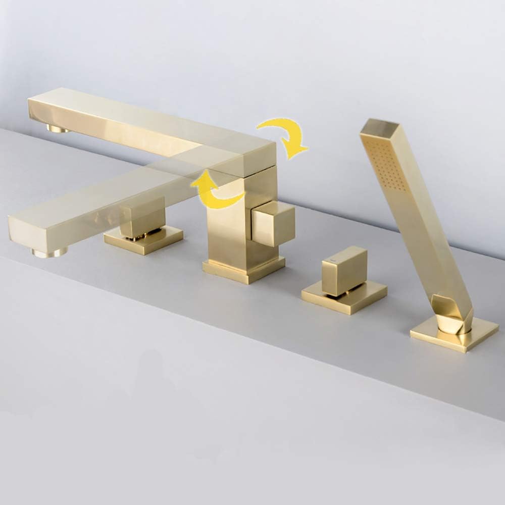 Tор Rаtеd LightInTheBox Bathtub Faucet - Contemporary Brushed Gold Roman Tub Ceramic Valve Bath Shower Mixer Taps Two Handles Four Holes
