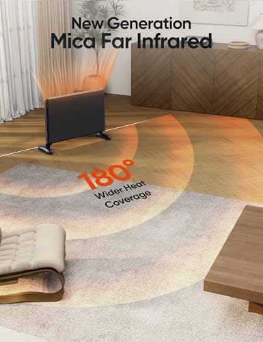 Image of Ballu Mica Infrared Space Heater Large Room,Panel Heater with Programmable Thermostat,WiFi App Control,Portable Stand or Wall Mount, Energy Efficient Smart Quiet Heater,Work with Alexa,Black