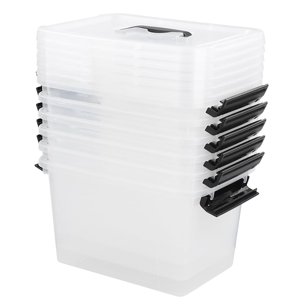 6 L Aufbewahrungsbehälter aus Kunststoff, Transparent Plastikbox mit Deckel, 6 Stück