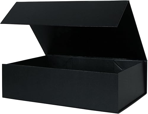 Vista 132 de Aimyoo Caja de regalo plegable marrón con tapas de cierre magnético de 13.8 x 9 x 4.3 pulgadas, cajas grandes de propuesta para dama de honor