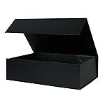 Aimyoo Galaxy Black Collapsible Gift Box with Magnetic Closure Lids 10.5x7x3 in, Medium Bridesmaid Groomsman Proposal Boxes, Rectangle Present Box for Graduation Birthday Storage (1 Pack)