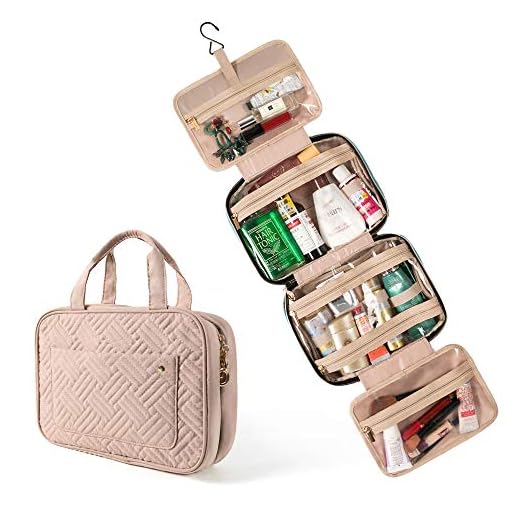 Trousse de Toilette de Voyage à Suspendre, Grande Trousse de Toilette Portable avec 4 Compartiments et 1 Crochet Robuste pour Femme, Homme, Fille, Voyage d'affaires