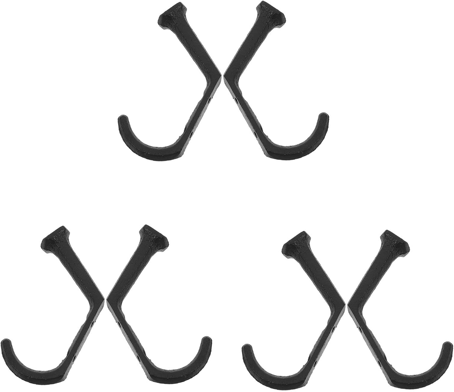 NUOBESTY 6pcs Rustic Cast Iron Coat Hooks, Heavy Duty Curved Nail Wall Mount Hangers with Distressed Finish, Vintage Farmhouse Style for Hanging Clothes, Scarves Behind Doors and Stair