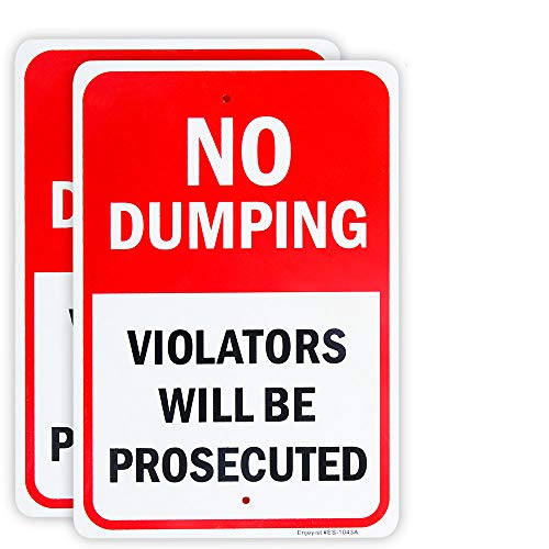 2 Pack No Dumping - Violators Will be Prosecuted Sign, 10