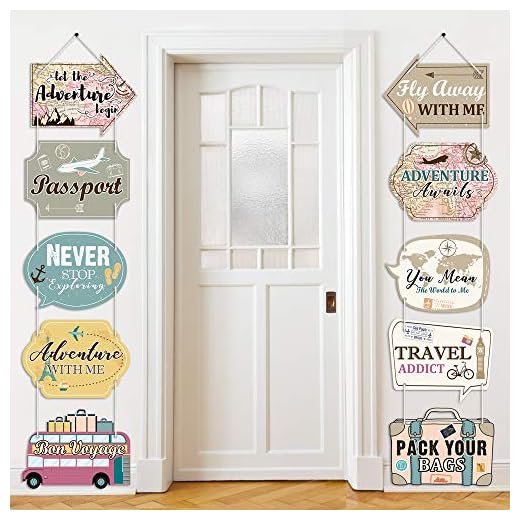 Travel Party Decorations Let The Adventure Begin Sign Travel Cutouts Bon Voyage Banner Adventure Signs Supplies Door Sign Travel Themed Birthday Party Wall Decoration Signs 10 Counts