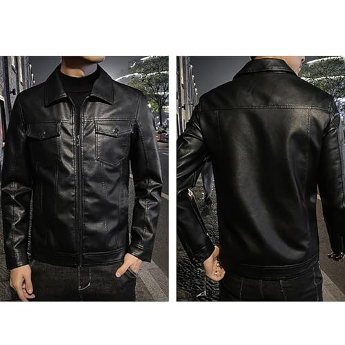 Chaqueta Bomber de Cuero Negra Para Hombre Talla 5X-Large miniatura 6