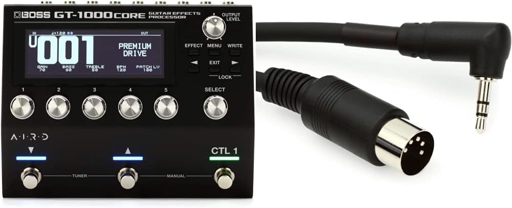Boss GT-1000CORE Multi-effects Processor & BMIDI-5-35 - Type A MIDI to 3.5mm TRS Cable - 5 foot