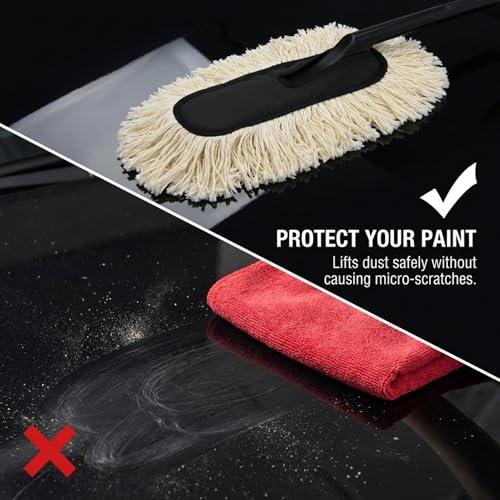 Image of JD Fresh Scratch-Free Car Duster Lint-Free - Car Cleaner Brush with Long Handle -Wax Coating for 2x better Cleaning Performance - Car Cleaning Brush for Exterior - Car Dusting Brush for Cars SUV Truck