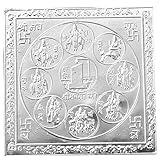 DHRUVS COLLECTION 925 reines Silber Shree Navgrah Yantra hinduistisches Vedisches Symbol für Lal Qitab Heilmittel, Vastu, Pooja, Meditation und Spende
