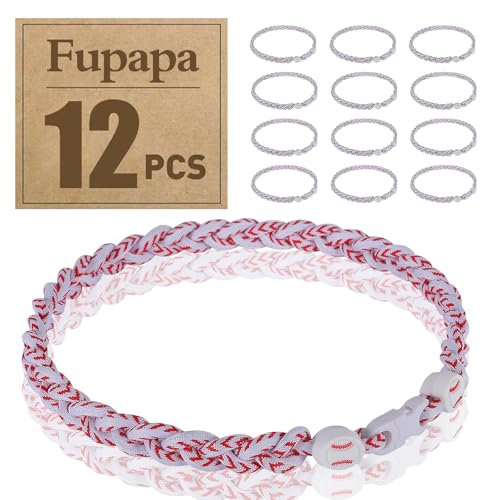 Fupapa Premium 12Pack Baseball Necklaces, Multi-Color 18inches Sports Necklaces, Ideal for Baseball Team Gifts, Party Favors, Sports Parties