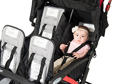Gaggle by Foundations Sport Quad 4 Seat Stroller | 4-Seat Stroller for Daycare | Oversized UV Blocking Canopy | 5-Point Harness | Easy Loading | Storage Bucket | Red image 2 of 9 B00NQR7KLG
